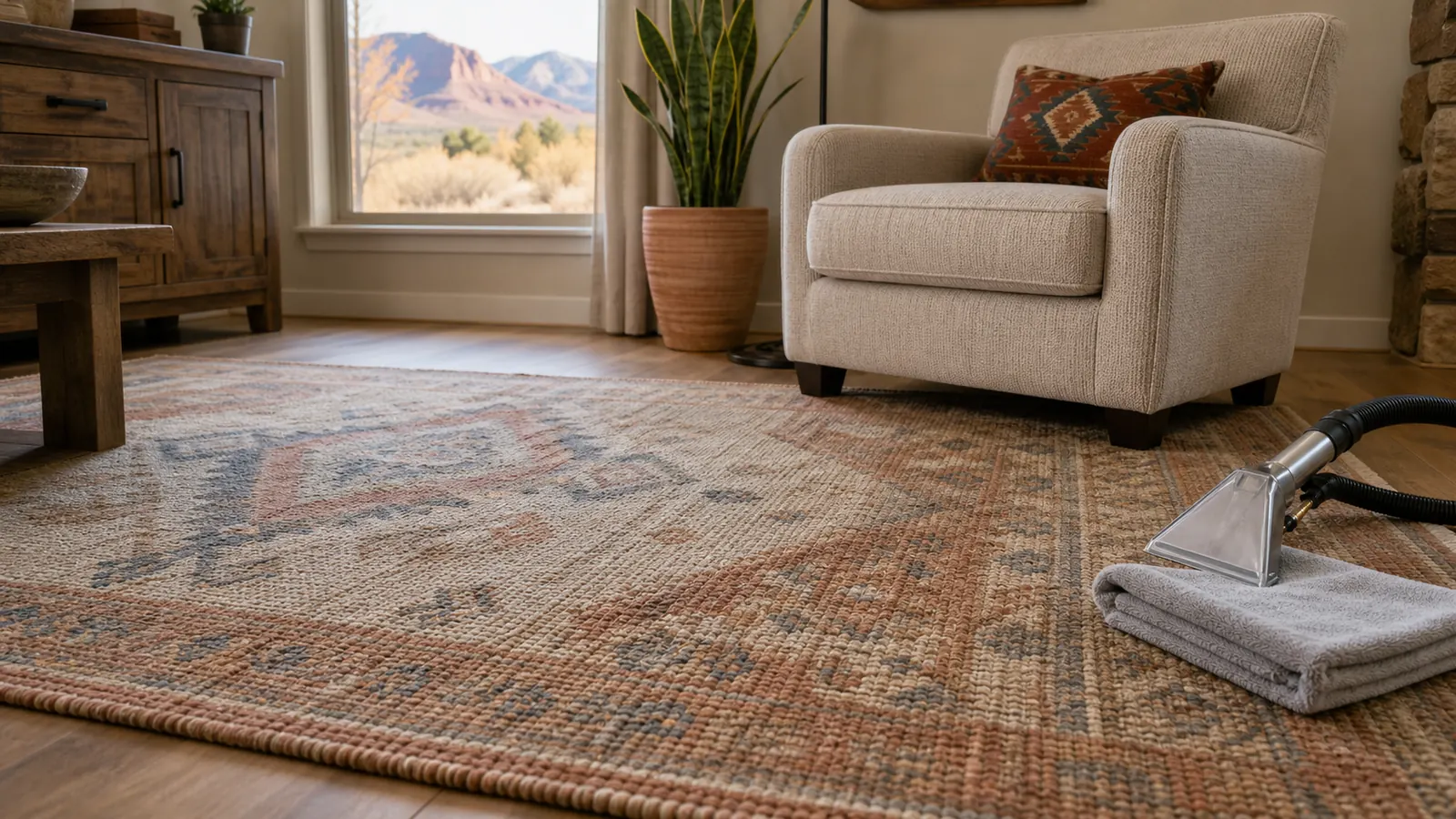 Affordable area rug cleaning in a Fruita, Colorado living room